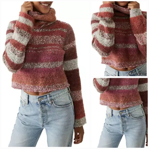 'FREE PEOPLE' CROPPED TURTLENECK SWEATER - Picture 13 of 16